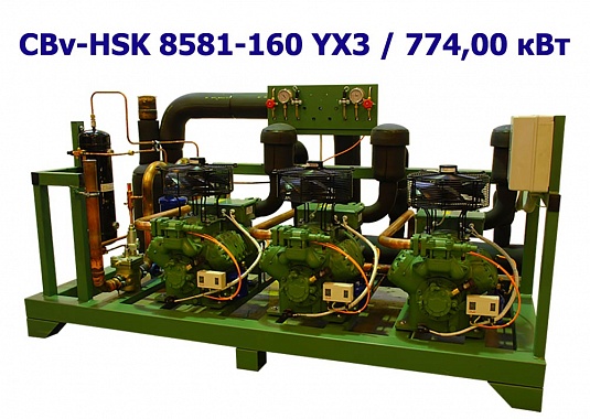 Холодильный агрегат среднетемпературный 774,00 кВт трехкомпрессорный (винтовой) CBv-HSK 8581-160 YX3