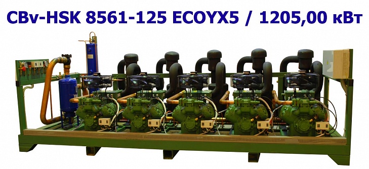 Холодильный агрегат среднетемпературный 1205,00 кВт пятикомпрессорный (винтовой) CBv-HSK 8561-125 ECOYX5